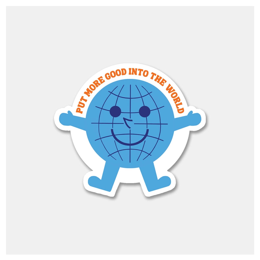 Rock Scissor Paper Put More Good Into The World Globe Vinyl Sticker