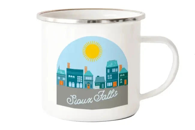 Rock Scissor Paper Sioux Falls Main Street 10oz Enamel Camp Mug