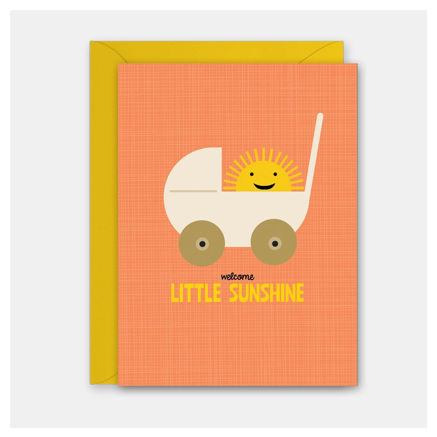 Rock Scissor Paper Welcome Little Sunshine Stroller New Baby Card