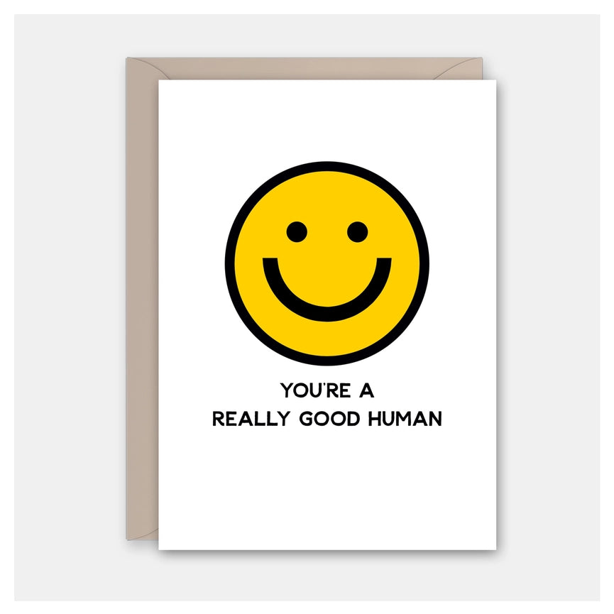 Rock Scissor Paper You're A Really Good Human Happy Face Friendship Card