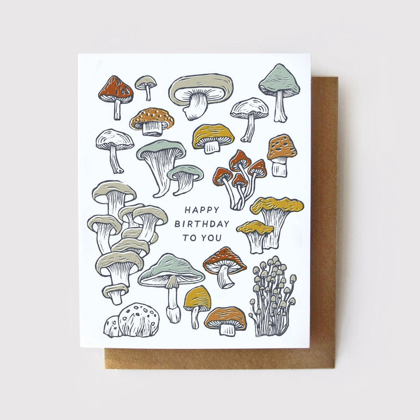 Root & Branch Paper Company Happy Birthday to You Mushrooms + Fungi Greeting Card