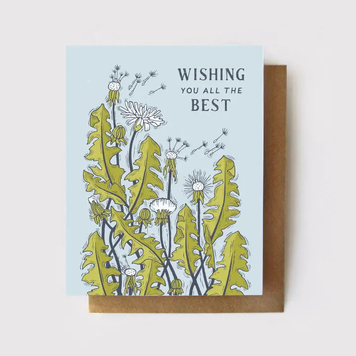 Root & Branch Paper Company Wishing You All The Best Dandelion Greeting Card