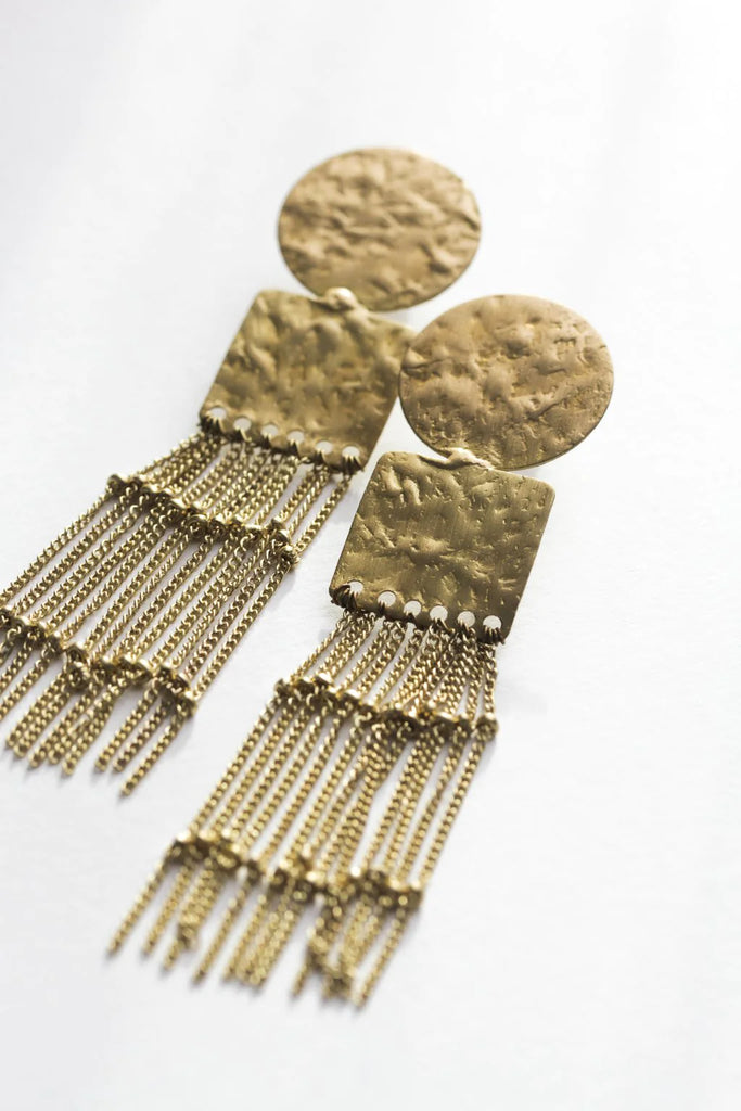 Rover and Kin Handmade Luxe Gold Queen Fringe Earrings