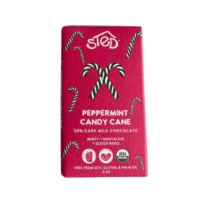 STED Chocolate Peppermint Candy Cane Dark Milk Chocolate Bar