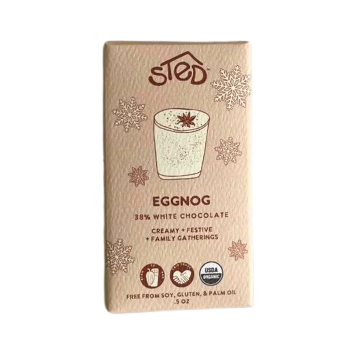 STED Chocolate SEASONAL LIMITED EDITION Eggnog White Chocolate Bar