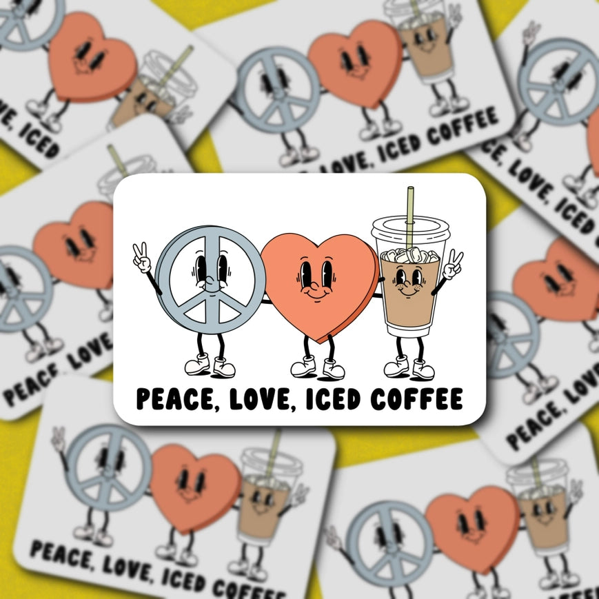 Sage and Virgo Sticker - Peace, Love, and Iced Coffee