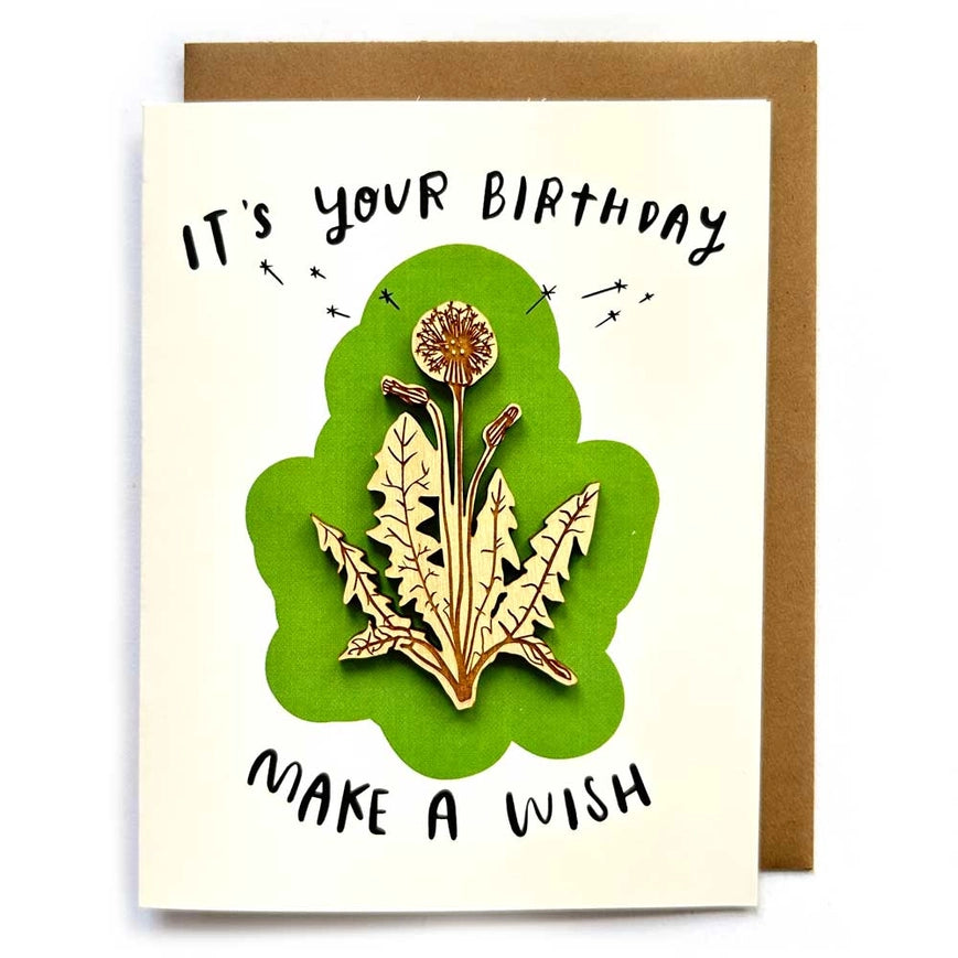 SnowMade Dandelion Magnet with Birthday Card - It's Your Birthday Make a Wish