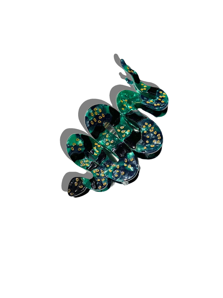 Solar Eclipse Eco-Friendly Handpainted Green Snake Acetate Claw Hair Clip