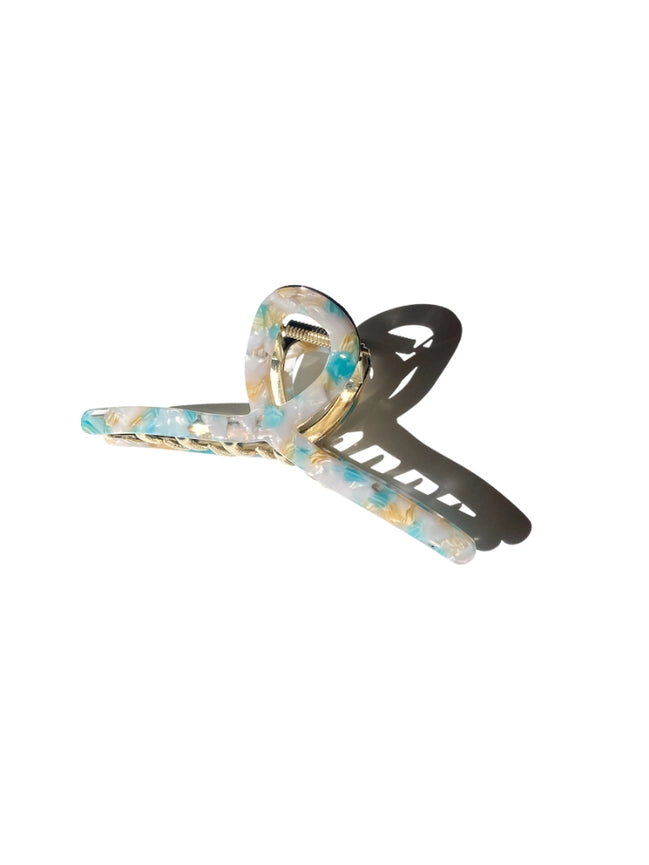 Solar Eclipse Eco-Friendly Handpainted Large Looped Blue Marble Hair Claw Clip