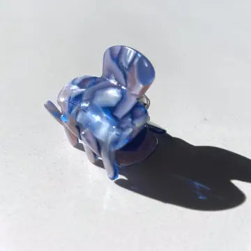 Solar Eclipse Eco-Friendly Handpainted Mini Shell Hair Claw Clip in Blue Swirl