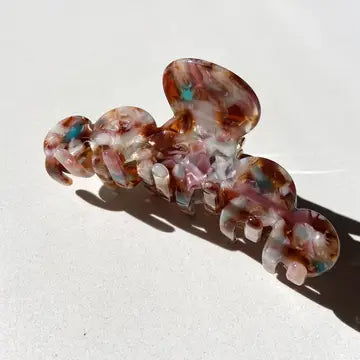 Solar Eclipse Eco-Friendly Handpainted Scalloped Edge Hair Claw Clip in Multi Tortoise