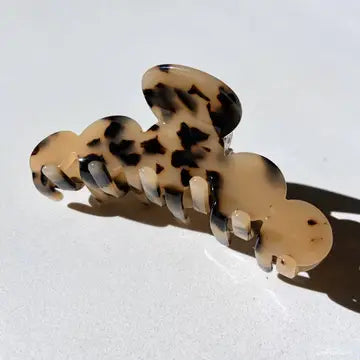Solar Eclipse Eco-Friendly Handpainted Scalloped Edge Hair Claw Clip in Tortoise