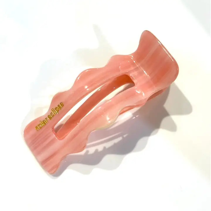 Solar Eclipse Eco-Friendly Handpainted Scalloped Lay Down Hair Claw Clip in Strawberry Milk