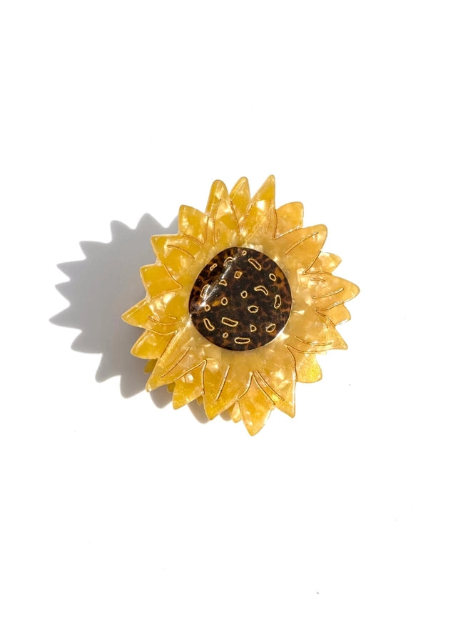 Solar Eclipse Eco-Friendly Handpainted Sunflower Acetate Claw Hair Clip