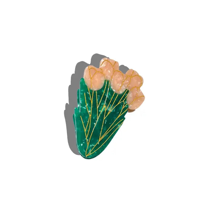Solar Eclipse Eco-Friendly Handpainted Tulips Flower Hair Claw Clip in Pink