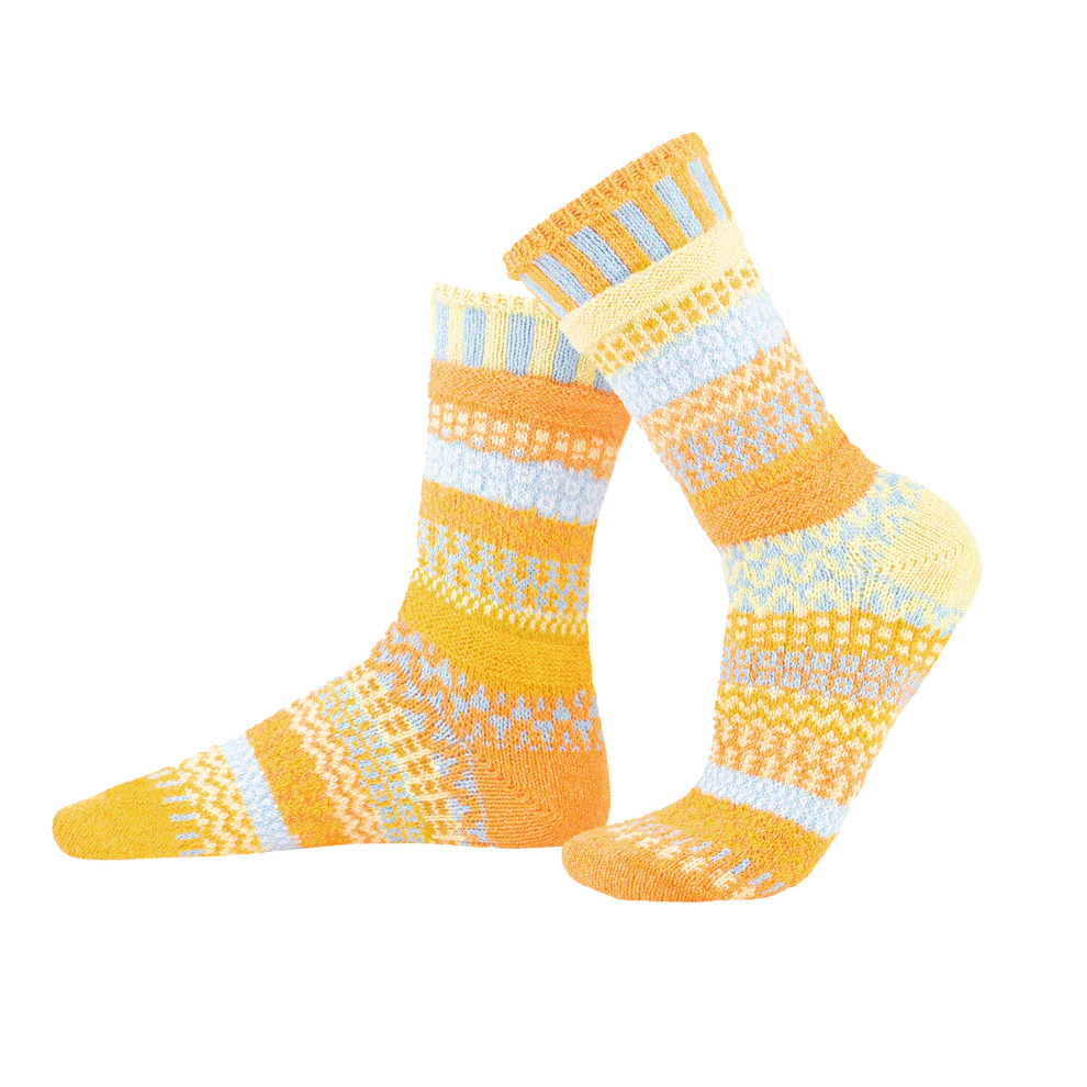 Solmate Socks Mismatched Eco-Friendly Crew Socks - Clementine