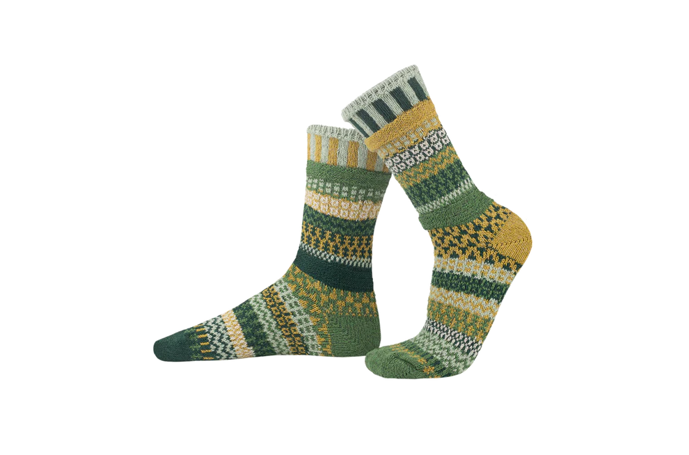 Solmate Socks Mismatched Eco-Friendly Crew Socks - Fiddlehead