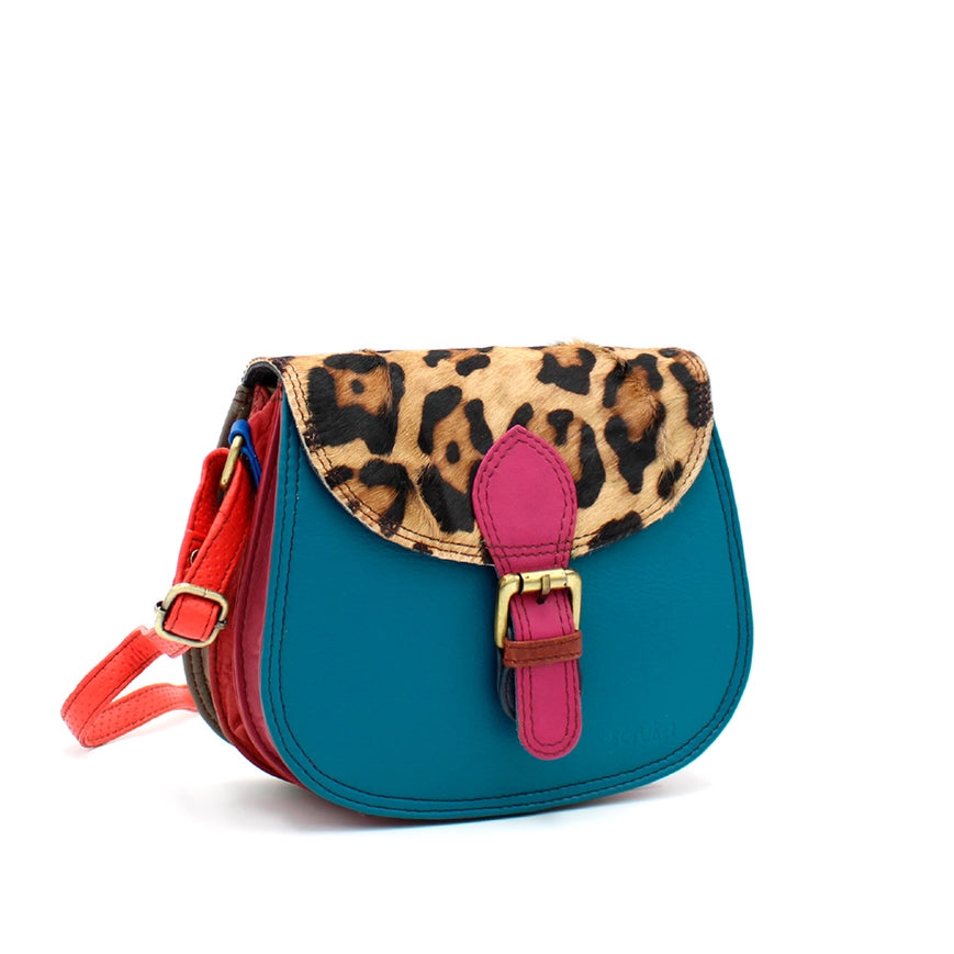 Soruka Upcycled Leather Ally Print Small Crossbody Bag