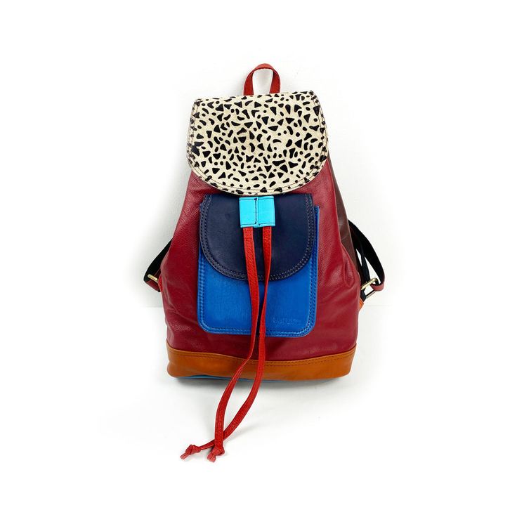 Soruka Upcycled Leather Olive Print Backpack – Terra  display picture 1