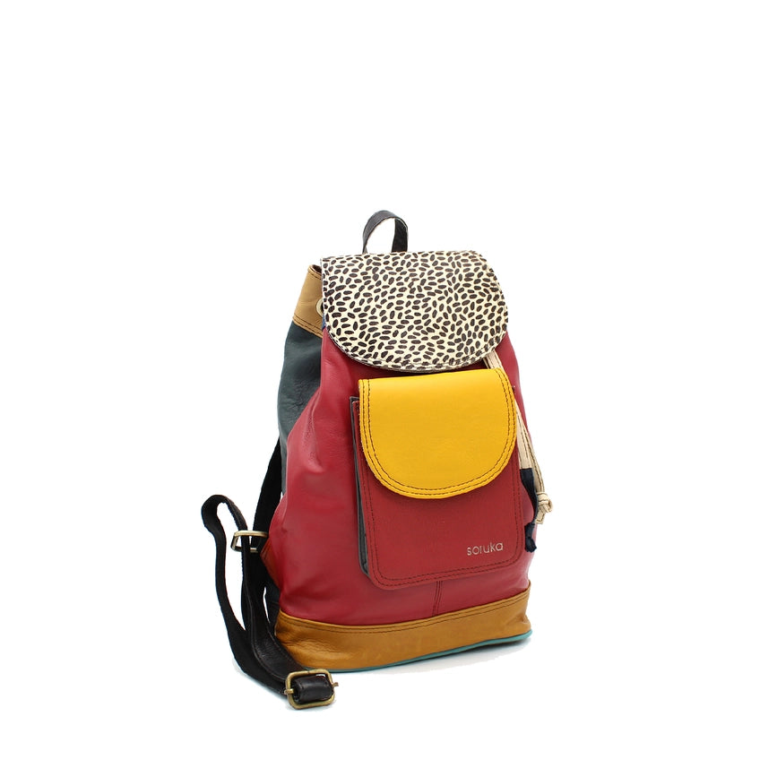 Soruka Upcycled Leather Olive Print Backpack – Terra Shepherd