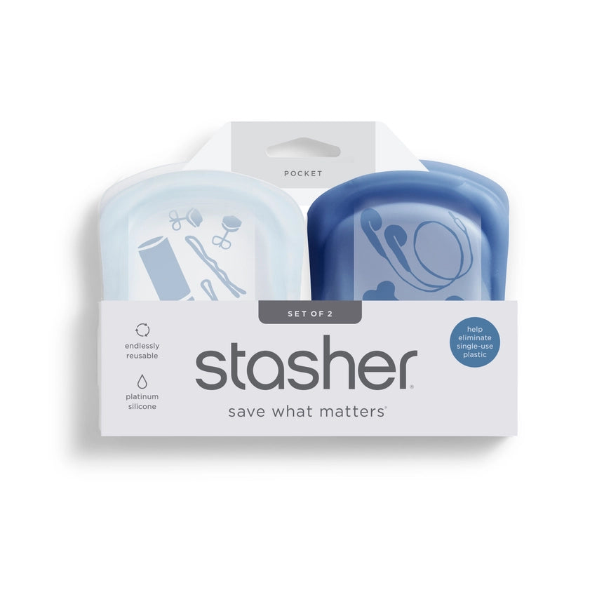 Stasher Reusable Silicone Pocket Size Container Bag - Set of 2