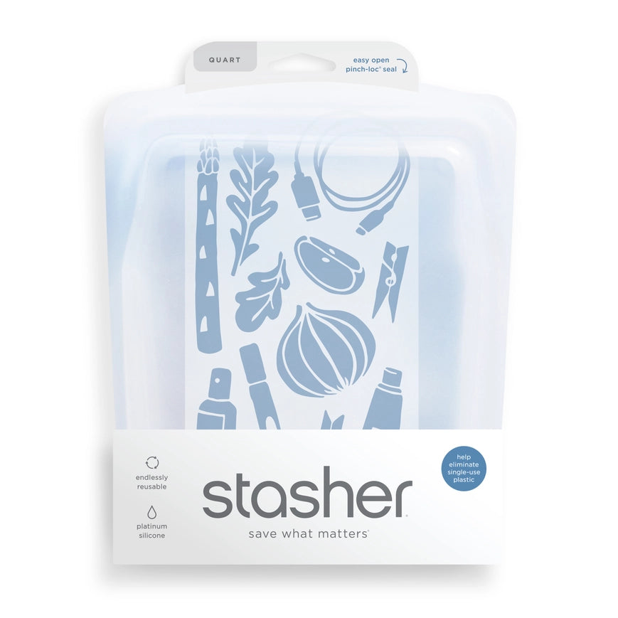 Stasher Reusable Silicone Quart Size Container Bag - Clear