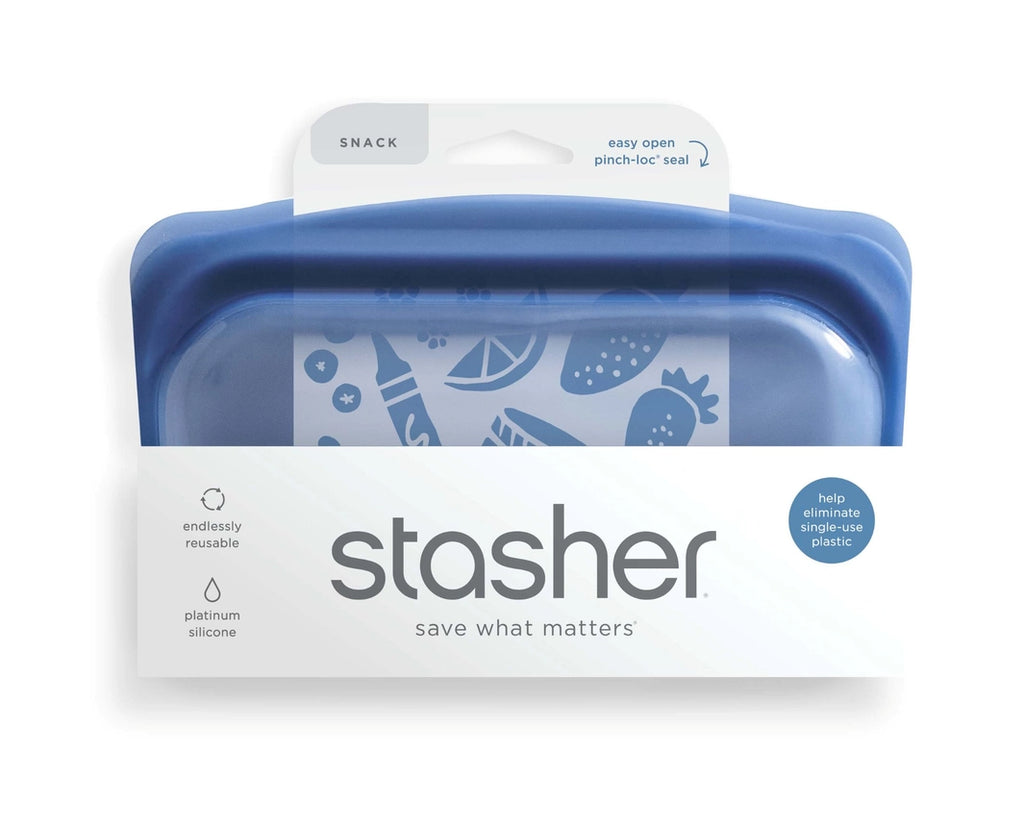 Stasher Reusable Silicone Snack Size Container Bag - Deep Ocean