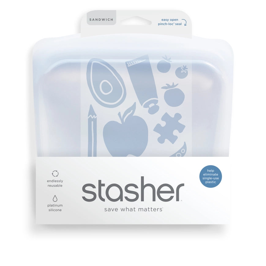 Stasher Reusable Silicone Sandwich Size Container Bag - Clear