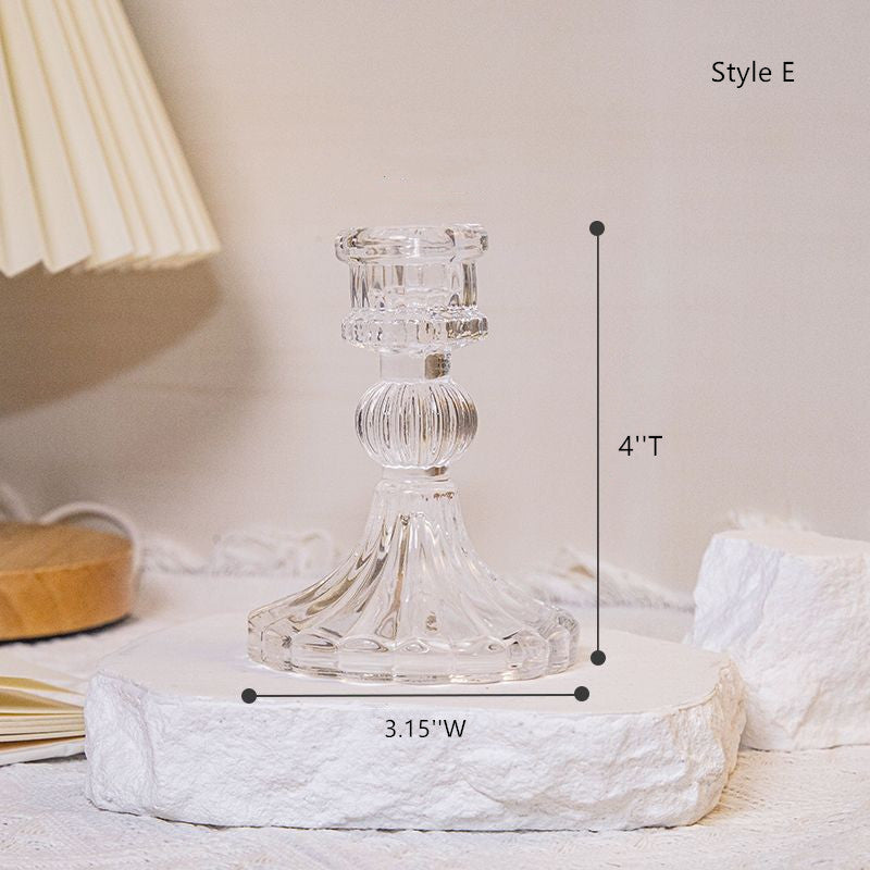 Sweet Home Deco 4" Glass Candlestick Holder