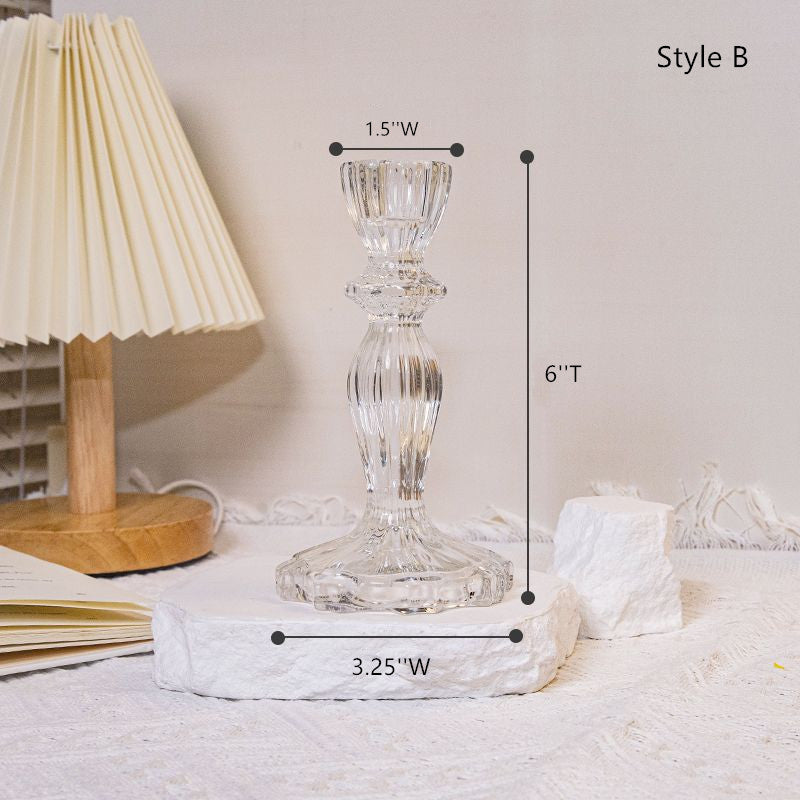 Sweet Home Deco 6" Glass Candlestick Holder 