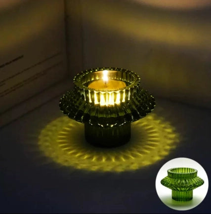 Sweet Home Deco Diamond Glass Tapered Candlestick/Tea Light Holder