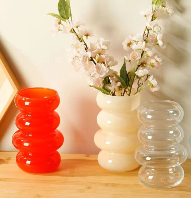 Sweet Home Deco Glass Floral Vase with Ring Layers