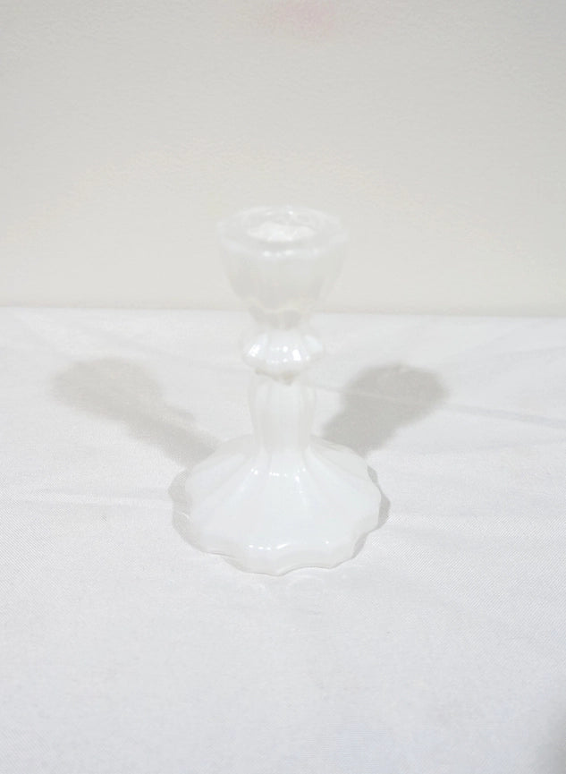 Sweet Home Deco White 4" Glass Candlestick Holder