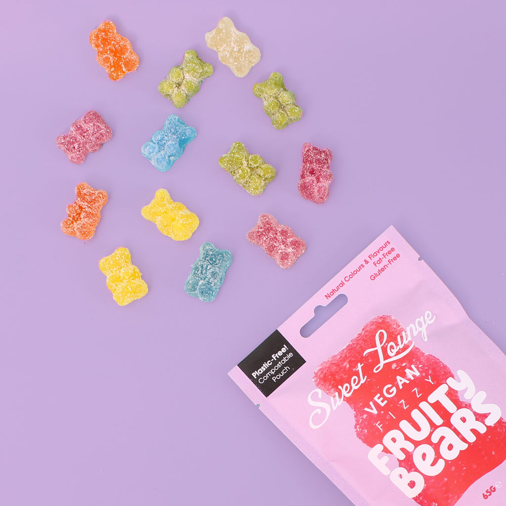 Sweet Lounge Plastic-Free Vegan Fizzy Fruity Bears in Assorted Flavors