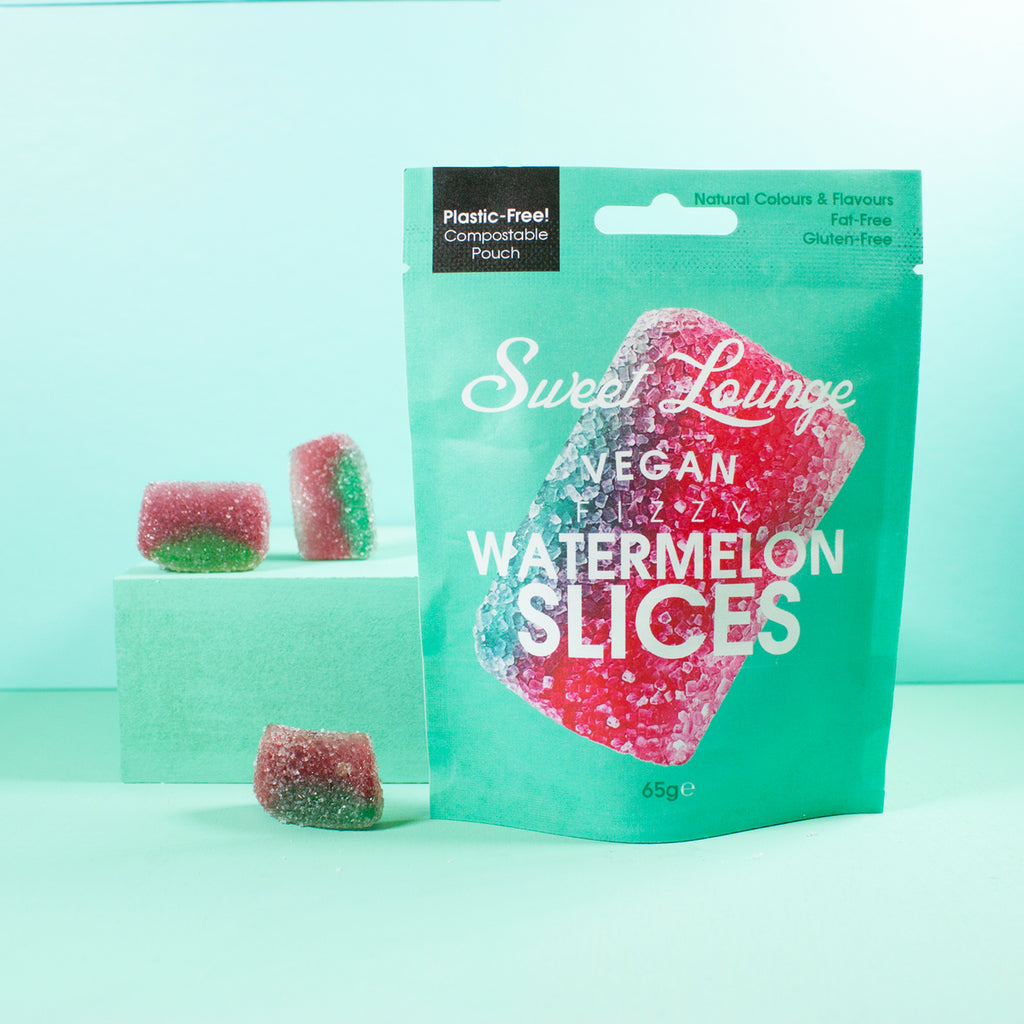 Sweet Lounge Plastic-Free Vegan Fizzy Watermelon Slices Gummies