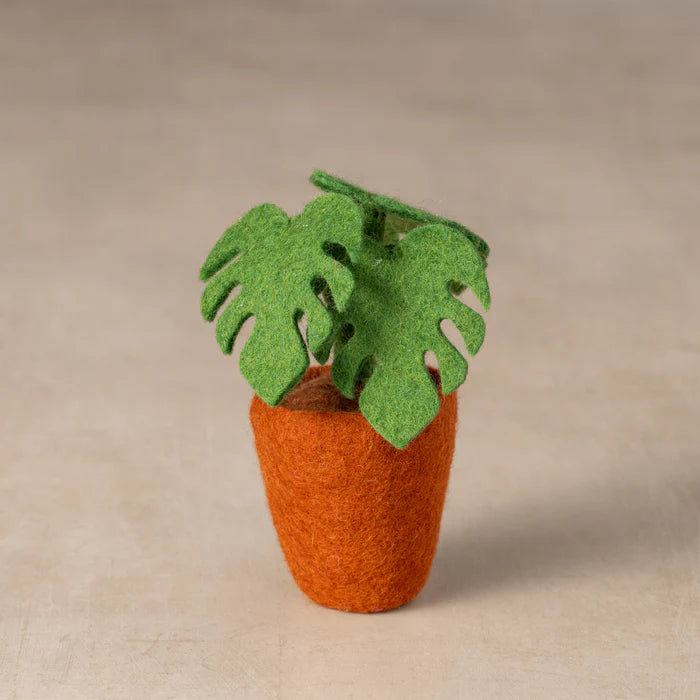 Ten Thousand Villages Hand felted Flower Pot - Monstera Leaves