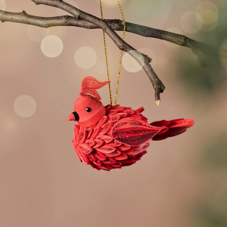 Ten Thousand Villages Handmade Quill Cardinal Ornament
