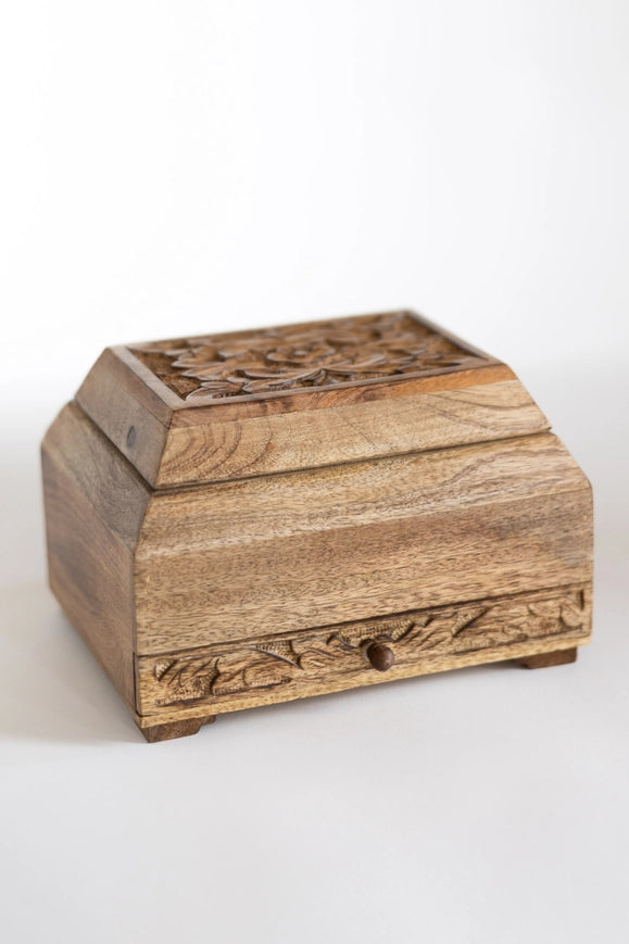 Ten Thousand Villages Phoolan Mango Wood Jewelry Box