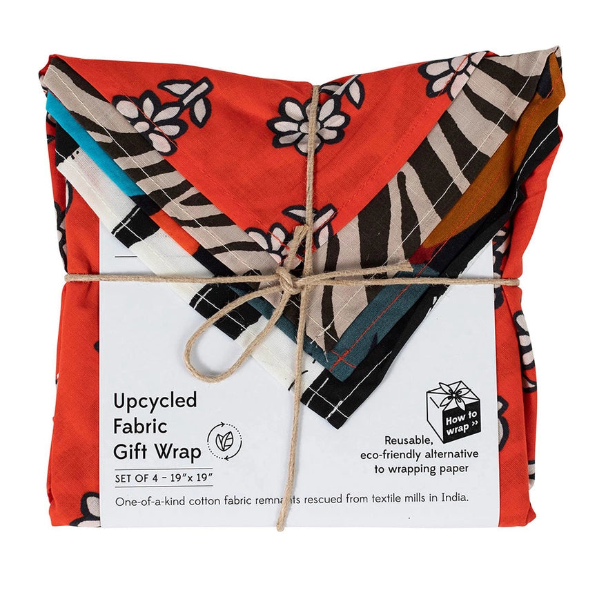 Ten Thousand Villages Upcycled Reusable Sari Gift Wrap Set of 4