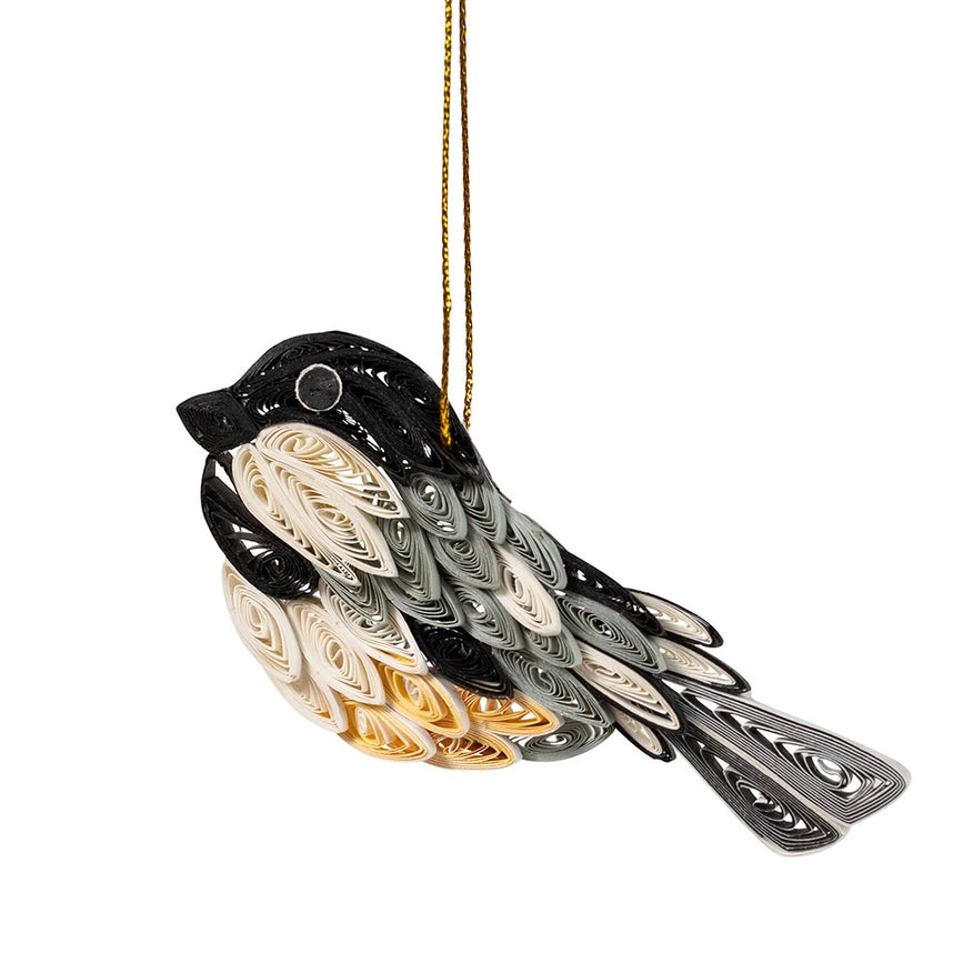 Ten Thousand Villages Handmade Quill Chickadee Ornament