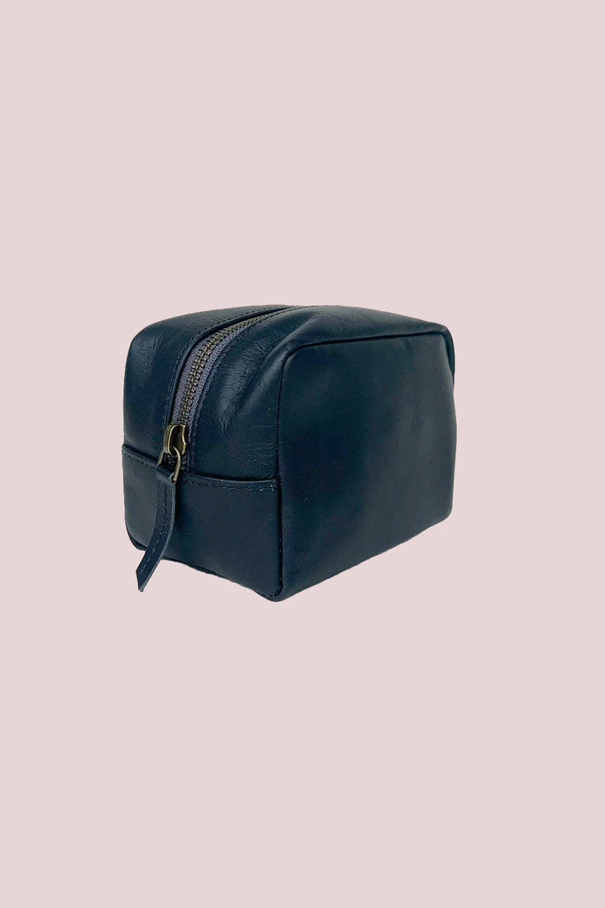 Terra Shepherd Boutique & Apothecary Hand-Stamped Genuine Leather Mini Dopp Kit - Black