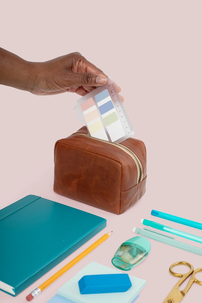 Terra Shepherd Boutique & Apothecary Hand-Stamped Genuine Leather Mini Dopp Kit - Chestnut