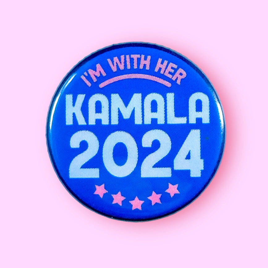 The Hissin' Kitten Button I'm With Her Kamala 2024