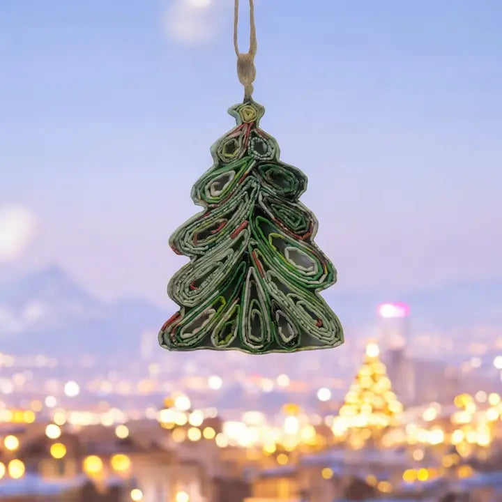 The Upcycled Paper Company Handmade Recycled Paper Christmas Tree Christmas Ornament