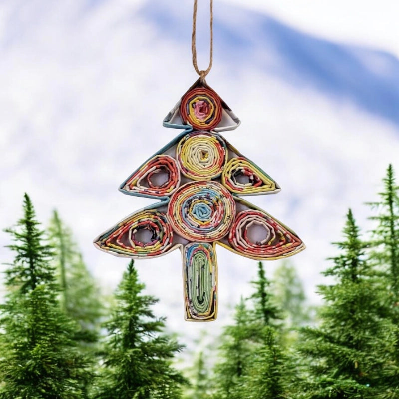 The Upcycled Paper Company Handmade Recycled Paper Fir Tree Christmas Ornament