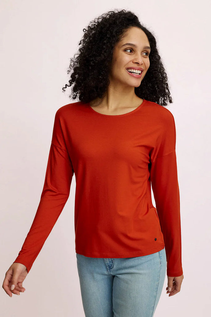 Tranquillo 100 % EcoVero™ viscose by Lenzing Casual Long-Sleeve Tee in Rooibos