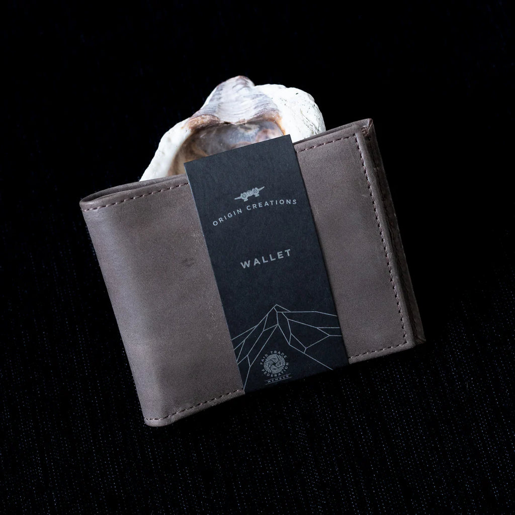 Twin Engines Coffee Origin Creations Handmade Nicaraguan Cowhide Leather Bi-Fold Wallet - Italian Mocha