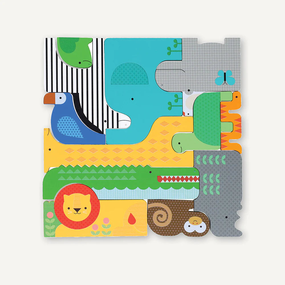 Wooden Puzzle + Play: Shaped Safari Animals