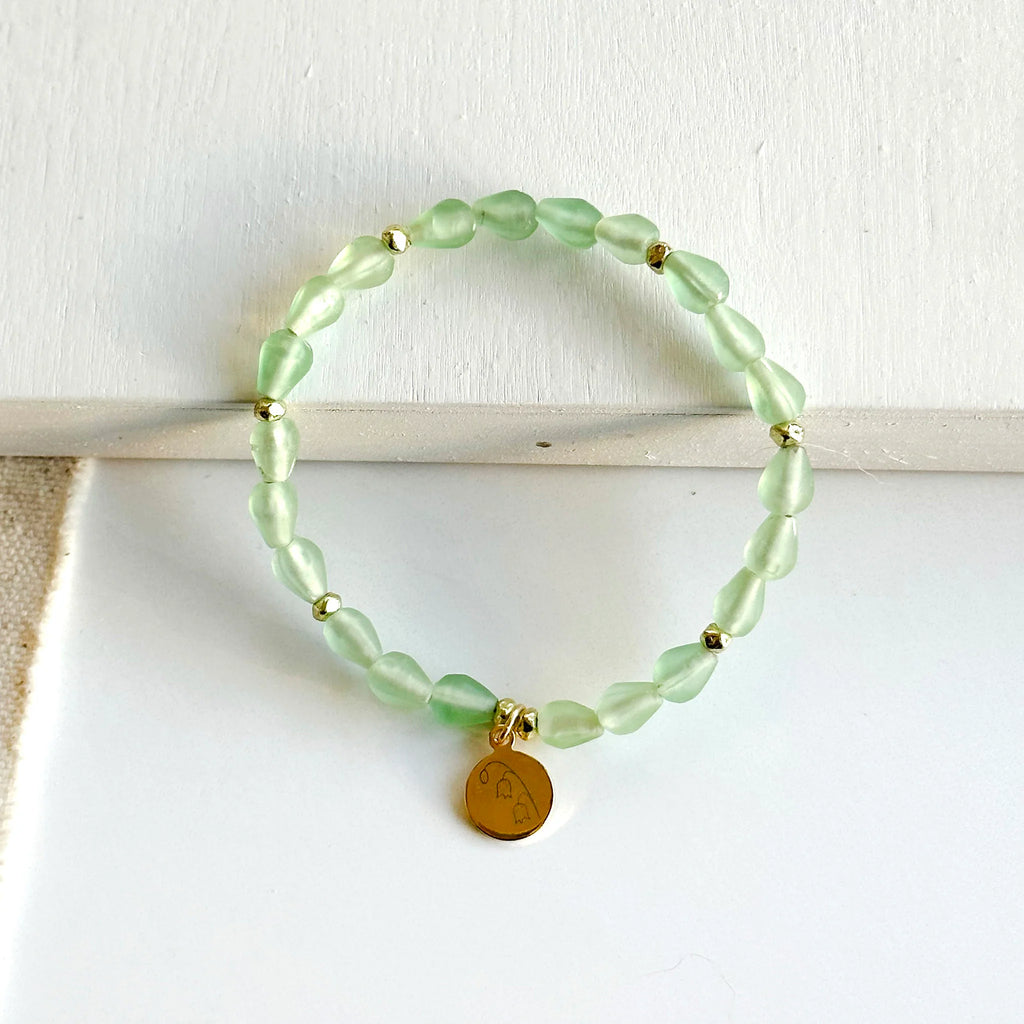 WorldFinds Fair Trade Handmade Botanical Collection Glass Bead Bracelet - May