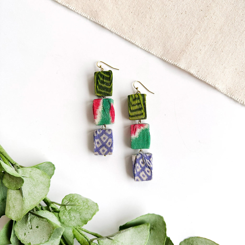 WorldFinds Fair Trade Handmade Kantha Block Earrings